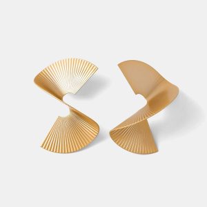 Spiral Fan-Pleated Statement Earrings