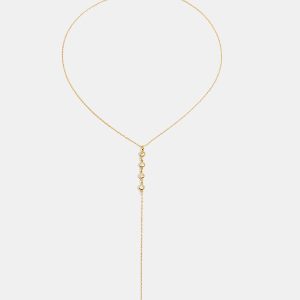 Y-Shape Zircon Droplet Lariat Necklace