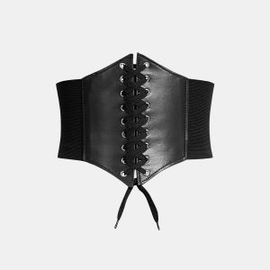 Lace-Up Faux Leather Corset Belt