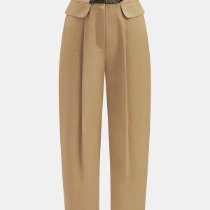Braided Detail High-Waisted Pleated Pants