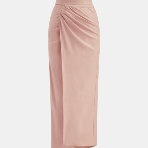 Linen Cotton Bow Detail Maxi Skirt