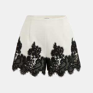 Contrast Lace Trim Mid-Waist Shorts