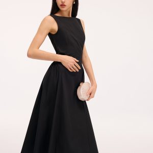 Umbrella Hem Backless Cotton Sleeveless Maxi Dress