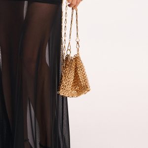 Vintage Metallic Sequin Chain Shoulder Bag
