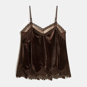 Velvet Lace Trim Cami Top