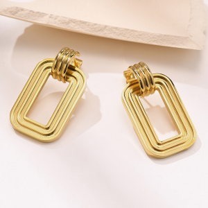Layered Rectangular Hoop Earrings