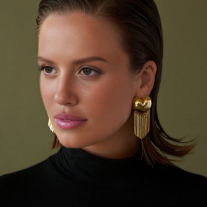 Heart-Shaped Tassel Drop Earrings