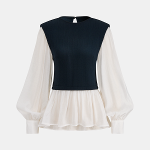 Color-Blocked Peplum Blouse