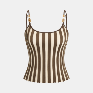 Bead Strap Striped Cami Top
