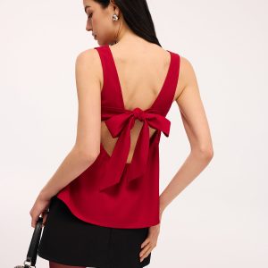 Backless Bow Detail Sleeveless Top