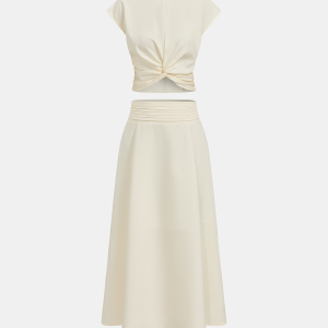 Twist-Front Crop Top & Midi Skirt Set