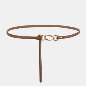 Knot Detail Leather Thin Belt