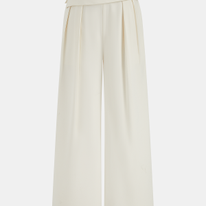 Foldover Waistband High-Waisted Wide-Leg Pants