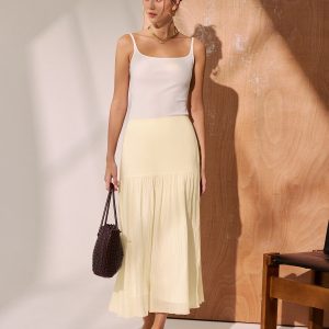 Pleated A-Line Midi Skirt