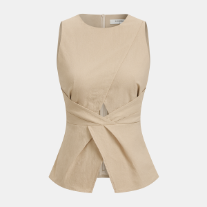 Sleeveless Cross Wrap Fitted Cotton Top