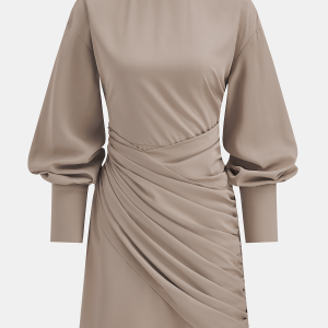 Bishop Sleeve Draped Mini Dress