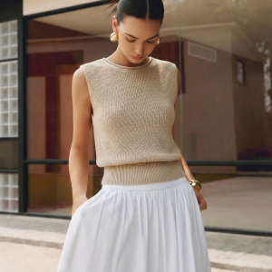 Bloused Waist Sleeveless Knit Top