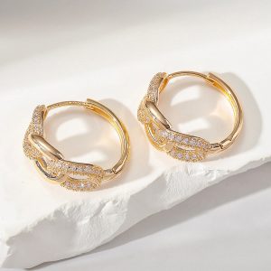 Interlocking Linked Zircon Hoop Earrings