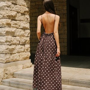 Cotton Backless Polka Dot Dress