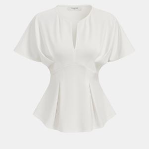Dolman Sleeve Peplum Fitted Blouse