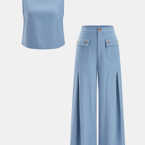Linen-Blend Sleeveless Top & Pants Set