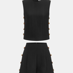 Tortoiseshell Detail Sleeveless Top & Shorts Set