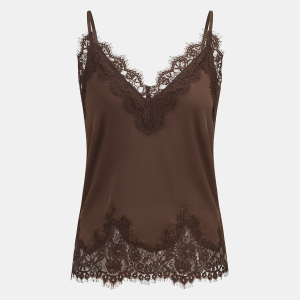 Lace Trim Satin V-Neck Cami Top