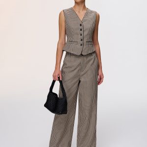 Plaid Vest & Wide Leg Pants Set