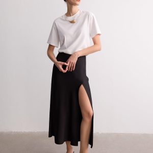 High Slit Satin Maxi Skirt