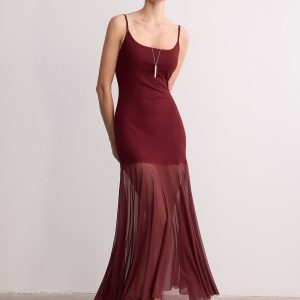 Sheer Hem Cami Maxi Dress