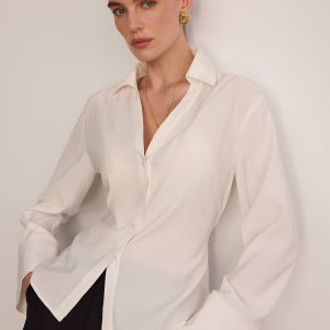 Button Front V-Neck Shirt