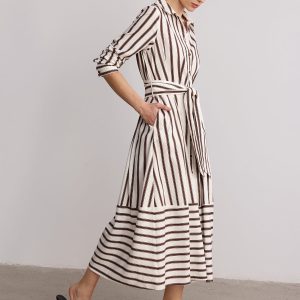Belted Striped Shirt Dress