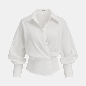 Bloused Waist Wrap-Front Blouse
