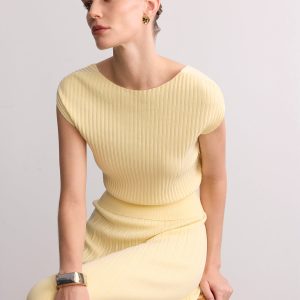 Cap Sleeve Ribbed Knit Top
