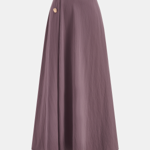 Cotton Blend Buttoned A-Line Maxi Skirt