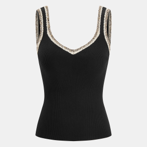 Contrast Trim Ribbed Knit Tank Top