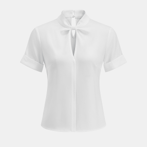 Keyhole Twisted Neck Short Sleeve Blouse