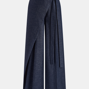Puddle Hem Asymmetric Wrap Wide-Leg Pants