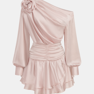 3D Rose One-Shoulder Top & Mini Skirt Set