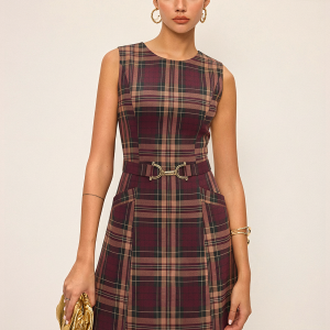 Plaid Sleeveless Mini Dress