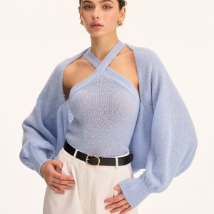 Halter Knit Top & Bolero Shrug Two-Piece Set
