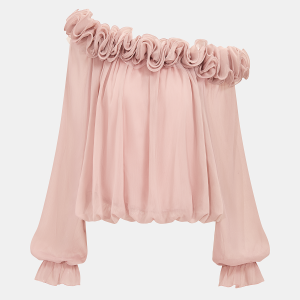 Off-Shoulder Ruffle Puffed Sleeve Blouse