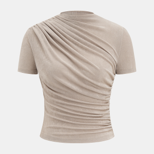 Asymmetric Ruched Short-Sleeve Top