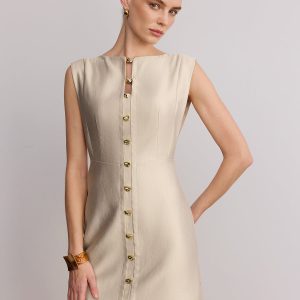 Metal Detail Sleeveless Mini Dress