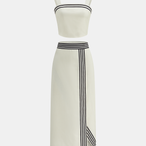 Striped Strappy Top & Midi Skirt Set