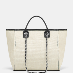 Chain Strap Canvas Tote Handbag
