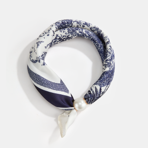 Pearl Buckle Closure Printed Scarf