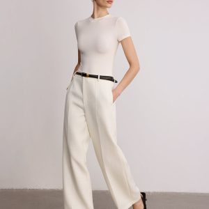 Mid-Waist Wide-Leg Pants without Belt