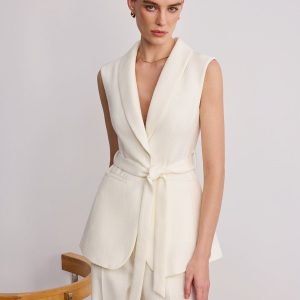 Tailored Lapel Belted Vest