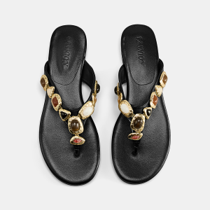 Gemstone Embellished Thong Sandals